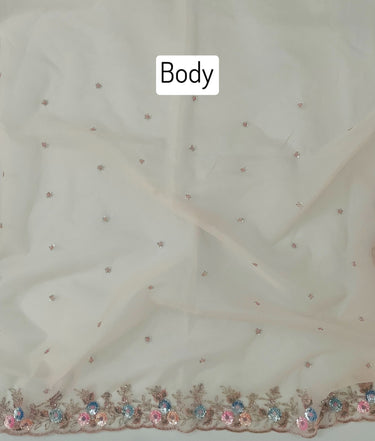 Handmade Premium Organza Saree | Pale Pink | Hand Embroidery | Ships from California